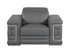 English Elm Top Grain Italian Leather Chair with 3-Layer High-Density Foam, Stainless Steel Legs, Solid Frame Dark Gray B05777913