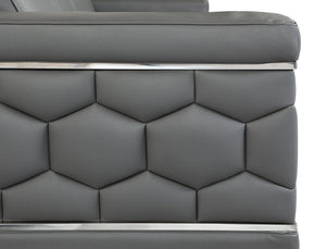 English Elm Top Grain Italian Leather Chair with 3-Layer High-Density Foam, Stainless Steel Legs, Solid Frame Dark Gray B05777913