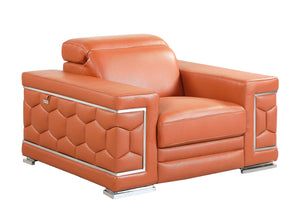English Elm Top Grain Italian Leather Chair with 3-Layer High-Density Foam, Stainless Steel Legs, Solid Frame Camel B05777910