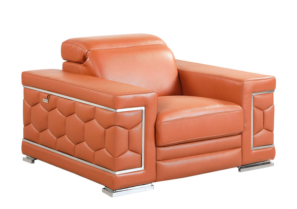 English Elm Top Grain Italian Leather Chair with 3-Layer High-Density Foam, Stainless Steel Legs, Solid Frame Camel B05777910