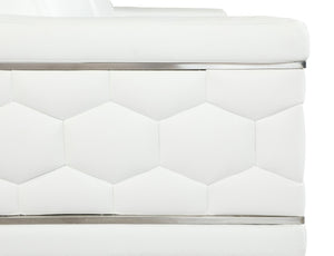 English Elm Top Grain Italian Leather Sofa with Chrome Legs for a Modern Living Room White B05777918