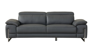 English Elm Global Top Grain Italian Leather Sofa with 3-Layer High-Density Foam, Stainless Steel Legs, Solid Wood Frame Dark Gray B05777900