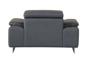 English Elm Global Top Grain Italian Leather Chair Dark Gray – 3-Layer Foam, Chrome Legs, Solid Brazilian Wood Frame B05777898