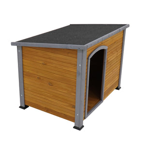 English Elm Dog Kennel Solid Wood Raised Base Weatherproof Shelter for Large Breeds Indoor Outdoor W143169243