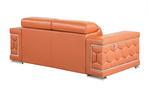 English Elm Top Grain Italian Leather Loveseat with High-Density Foam, Stainless Steel Legs & Solid Wood Frame, Plush Durable Seating for Modern Living Room Camel B05777911