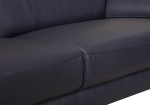 English Elm Global United Transitional Leather-Air Reclining Sofa with Stainless Steel Base, Lumbar Support, Plush Comfort Navy B05777927