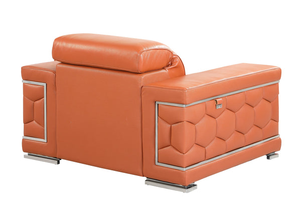 English Elm Top Grain Italian Leather Chair with 3-Layer High-Density Foam, Stainless Steel Legs, Solid Frame Camel B05777910