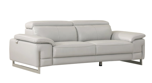 English Elm Global Top Grain Italian Leather Loveseat in Light Gray with 3-Layer High-Density Foam, Chrome Legs, Solid Wood Frame-enhanced Comfort and Durability B05777902