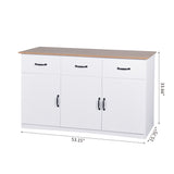 Hearth and Haven White Buffet Cabinet with Storage, Kitchen Sideboard with 3 Doors and 3 Drawers, Coffee Bar Cabinet, Storage Cabinet Console Table For Living Room W409S00003