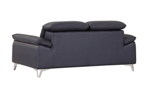 English Elm Global United Italian Leather Loveseat Kiln Dried Hardwood Frame Chrome Legs Navy B05777926