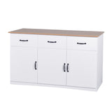 White Buffet Cabinet - 3 Doors 3 Drawers Coffee Bar Storage Console Table