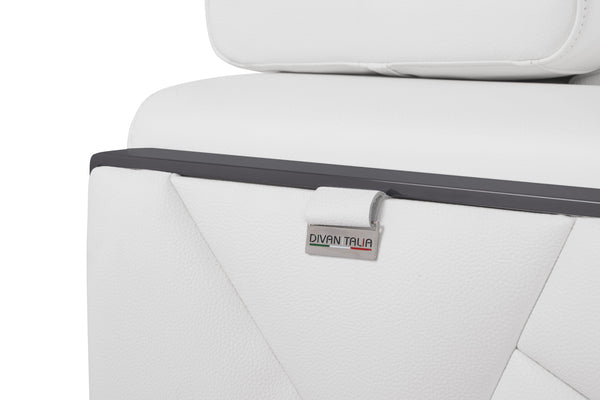 English Elm Global Top Grain Italian Leather Sofa with 3-Layer High-Density Foam, Stainless Steel Legs, Durable Frame White B05777948