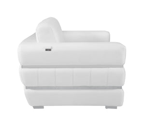 English Elm Global Top Grain Italian Leather Sofa with 3-Layer High-Density Foam, Stainless Steel Legs, Luxurious Craftsmanship White B05777957