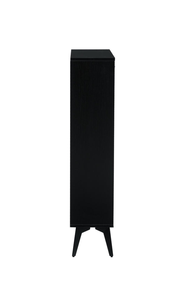 English Elm Shoe Cabinet Slim Tower Matte Finish Vertical Entryway Storage Organizer Enclosed Shelves Black W37062874