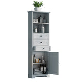 English Elm Grey Tall Storage Cabinet With 3 Drawers and Adjustable Shelves For Bathroom, Kitchen and Living Room, Mdf Board With Painted Finish