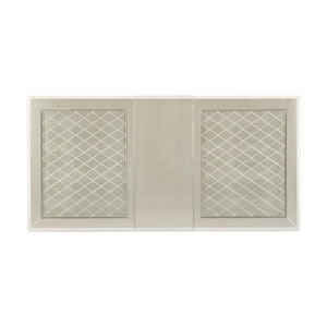 English Elm Glamorous Juliette Trestle Dining Table with Glass Inset, Diamond Embossed Top, Extension Leaf, Champagne Finish B011S00263