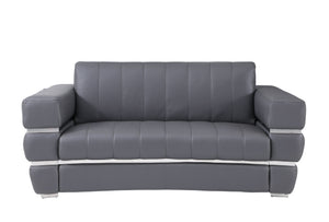 English Elm Global Top Grain Italian Leather Loveseat with 3-Layer High-Density Foam, Chrome Legs & Solid Frame Dark Gray B05777953
