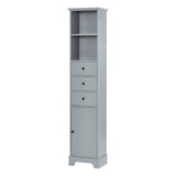 English Elm Grey Tall Bathroom Cabinet, Freestanding Storage Cabinet With 3 Drawers and Adjustable Shelf, Mdf Board With Painted Finish