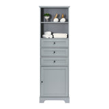 English Elm Grey Tall Storage Cabinet With 3 Drawers and Adjustable Shelves For Bathroom, Kitchen and Living Room, Mdf Board With Painted Finish