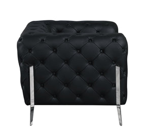English Elm Global United Italian Leather Accent Chair with Chrome Legs for Modern Living Rooms B05777745