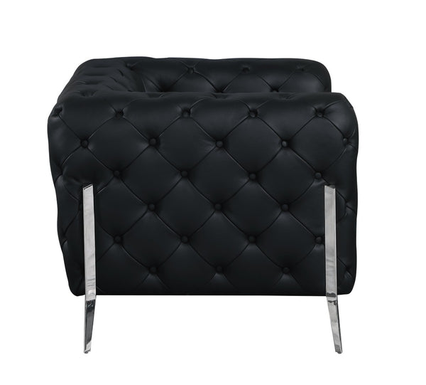 English Elm Global United Italian Leather Accent Chair with Chrome Legs for Modern Living Rooms B05777745