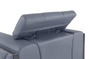 English Elm Global Top Grain Italian Leather Loveseat with 3-Layer High-Density Foam, Stainless Chrome Legs, Solid Wood Frame Light Blue B05777944