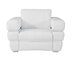 English Elm Global United Top Grain Italian Leather Chair with 3-Layer High-Density Foam, Stainless Steel Legs & Solid Wood Frame White B05777955