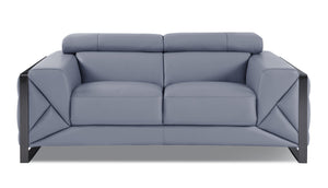 English Elm Global Top Grain Italian Leather Loveseat with 3-Layer High-Density Foam, Stainless Chrome Legs, Solid Wood Frame Light Blue B05777944