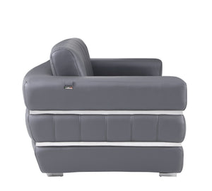 English Elm Global Top Grain Italian Leather Loveseat with 3-Layer High-Density Foam, Chrome Legs & Solid Frame Dark Gray B05777953
