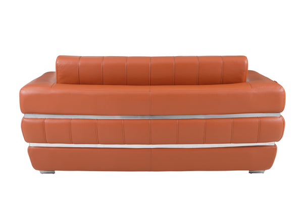 English Elm Global Top Grain Italian Leather Loveseat with 3-Layer High-Density Foam, Chrome Legs & Solid Frame Camel B05777950