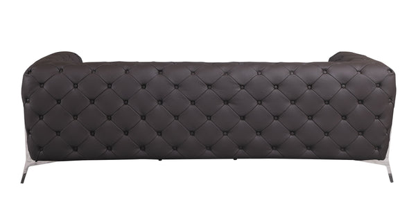 English Elm Global Luxurious Transitional Top Grain Italian Leather Sofa with 3-Layer High-Density Foam, Chrome Legs, Solid Brazilian Wood Frame Brown B05777750