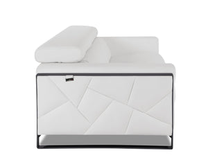 English Elm Global Top Grain Italian Leather Loveseat with 3-Layer High-Density Foam, Stainless Chrome Legs, Solid Wood Frame White B05777947