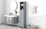 English Elm Grey Tall Bathroom Cabinet, Freestanding Storage Cabinet With 3 Drawers and Adjustable Shelf, Mdf Board With Painted Finish