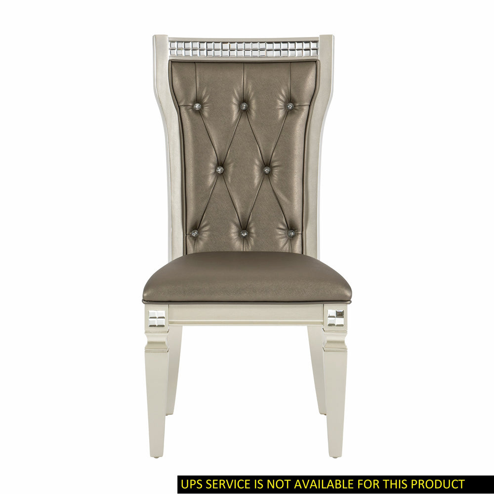 English Elm Glamorous Juliette Acrylic Crystal Tufted Back Side Chairs Set of 2 Upholstered Champagne Silver Trim B01177638