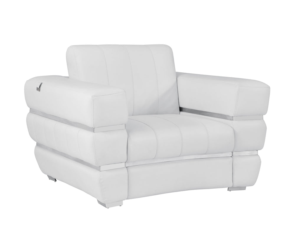 English Elm Global United Top Grain Italian Leather Chair with 3-Layer High-Density Foam, Stainless Steel Legs & Solid Wood Frame White B05777955