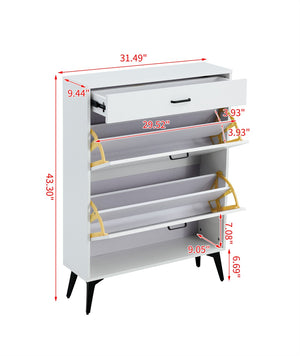 English Elm Shoe Cabinet Slim Tower Matte Finish Vertical Entryway Storage Organizer Enclosed Shelves White W37062873