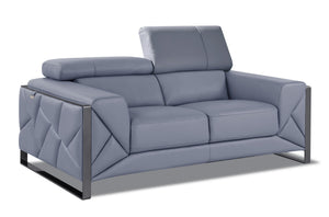 English Elm Global Top Grain Italian Leather Loveseat with 3-Layer High-Density Foam, Stainless Chrome Legs, Solid Wood Frame Light Blue B05777944