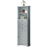 English Elm Grey Tall Storage Cabinet With 3 Drawers and Adjustable Shelves For Bathroom, Kitchen and Living Room, Mdf Board With Painted Finish