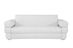 English Elm Global Top Grain Italian Leather Sofa with 3-Layer High-Density Foam, Stainless Steel Legs, Luxurious Craftsmanship White B05777957