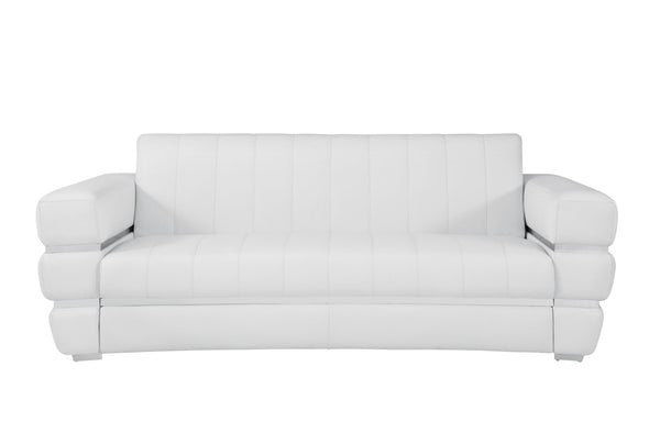 English Elm Global Top Grain Italian Leather Sofa with 3-Layer High-Density Foam, Stainless Steel Legs, Luxurious Craftsmanship White B05777957