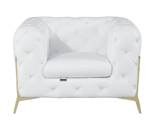 English Elm Global Plush Top Grain Italian Leather Recliner Chair with High-Density Foam, Chrome Legs, Solid Wood Frame White B05777754