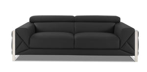 English Elm Global Top Grain Italian Leather Sofa with 3-Layer High-Density Foam, Stainless Steel Legs, Durable Frame Dark Gray B05777942