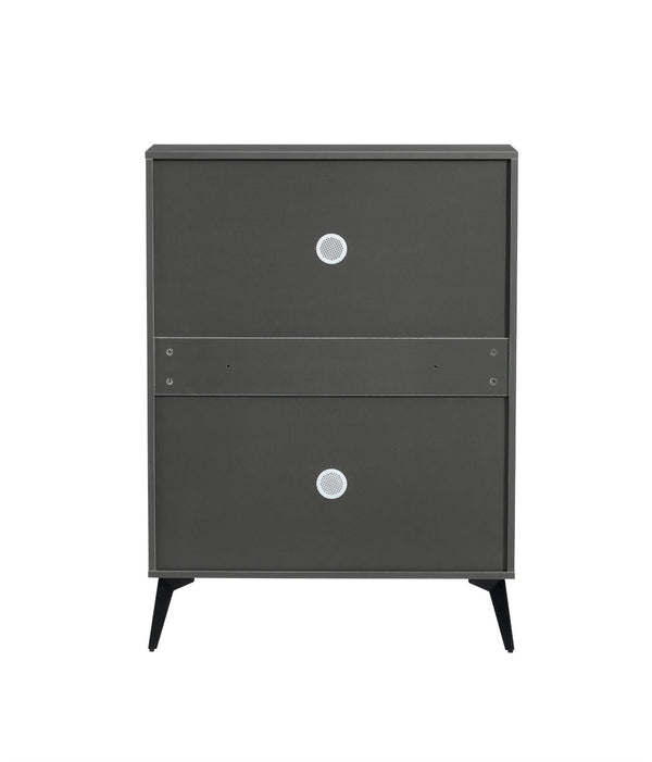 English Elm Shoe Cabinet Slim Tower Matte Finish Vertical Entryway Storage Organizer Enclosed Shelves Antique Gray W37062875