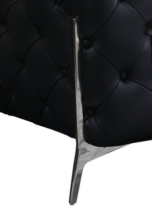 English Elm Global United 100% Italian Top Grain Leather Power Reclining Sofa in Black — Plush 3-Layer Foam, Chrome Legs, Solid Brazilian Wood Frame B05777747