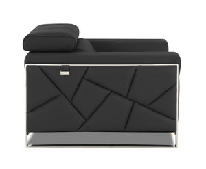 English Elm Global Top Grain Italian Leather Sofa with 3-Layer High-Density Foam, Stainless Steel Legs, Durable Frame Dark Gray B05777942