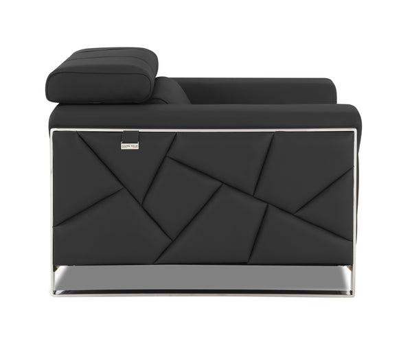 English Elm Global Top Grain Italian Leather Sofa with 3-Layer High-Density Foam, Stainless Steel Legs, Durable Frame Dark Gray B05777942