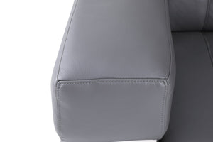 English Elm Global Top Grain Italian Leather Loveseat with 3-Layer High-Density Foam, Chrome Legs & Solid Frame Dark Gray B05777953