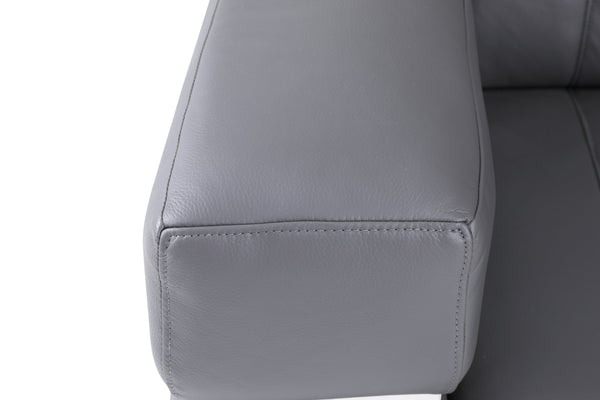 English Elm Global Top Grain Italian Leather Loveseat with 3-Layer High-Density Foam, Chrome Legs & Solid Frame Dark Gray B05777953