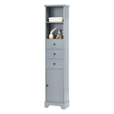 English Elm Grey Tall Bathroom Cabinet, Freestanding Storage Cabinet With 3 Drawers and Adjustable Shelf, Mdf Board With Painted Finish