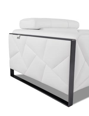 English Elm Global Top Grain Italian Leather Loveseat with 3-Layer High-Density Foam, Stainless Chrome Legs, Solid Wood Frame White B05777947